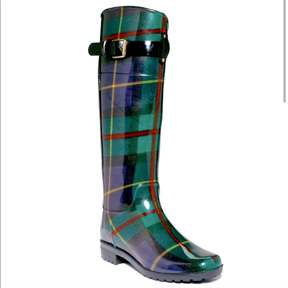 Ralph Lauren tartan plaid green rain boots